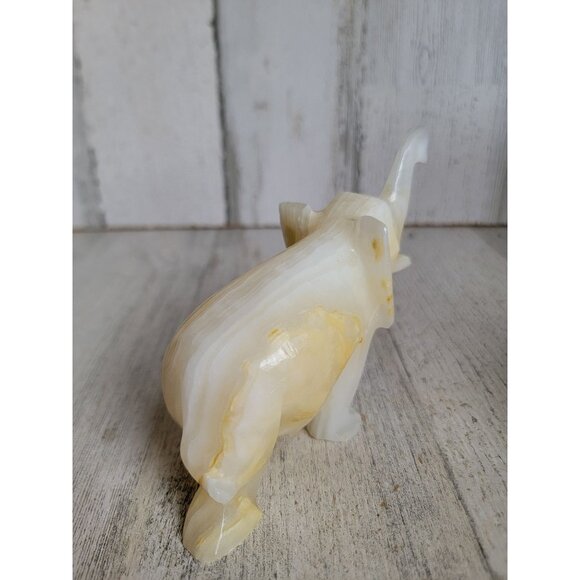 Onyx carved elephant white home decor unique figure safari - Picture 8 of 9